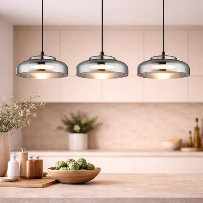 elevenpast pendant light Volta Metal and Glass LED Pendant Light - Smoke PEN616 BLACK 6007226090321