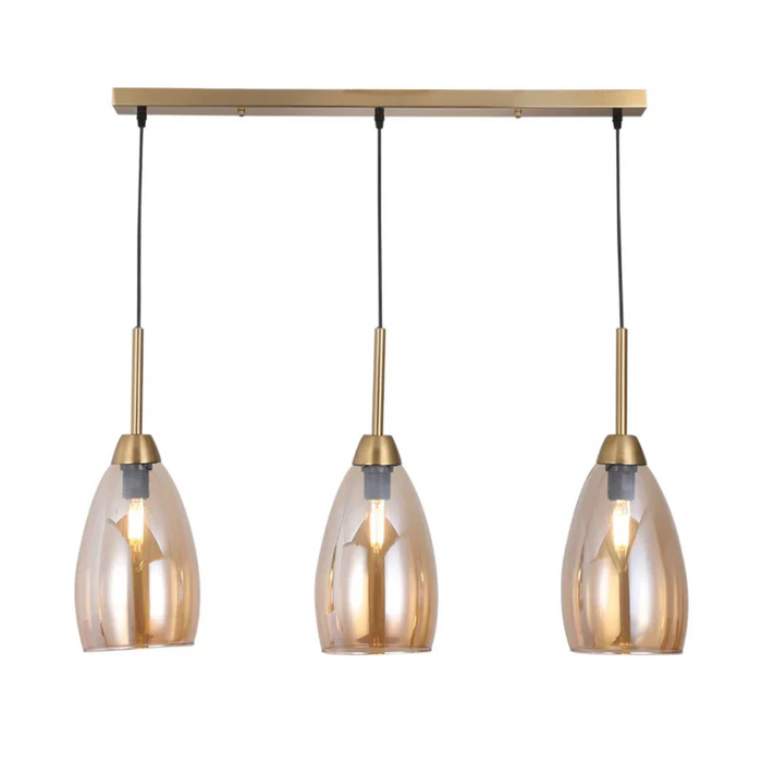 elevenpast Pendant Tella Glass 3 Pendant Light - Gold PEN814/3 GOLD 6007226081978