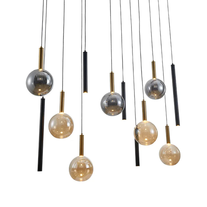 elevenpast pendant light Elara Cascade Pendant Light – Amber and Smoke | Black & Gold PEN823/12 BK/GD 6007226092370