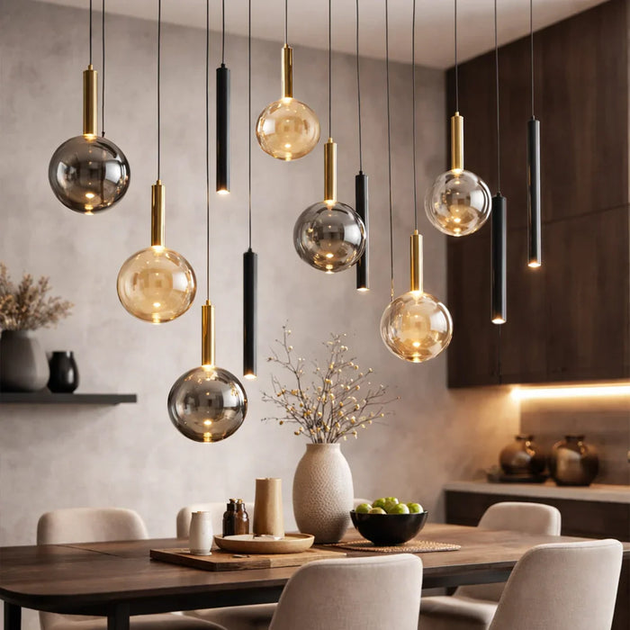 elevenpast pendant light Elara Cascade Pendant Light – Amber and Smoke | Black & Gold PEN823/12 BK/GD 6007226092370