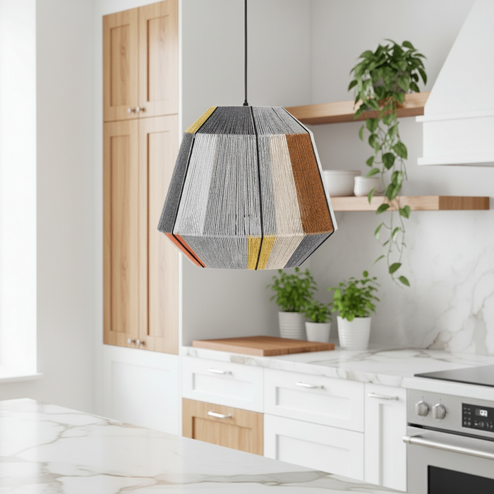 elevenpast pendant light African Woven Pendant Light – Iron & Cotton String PEN881 AFRICAN 6007226088908