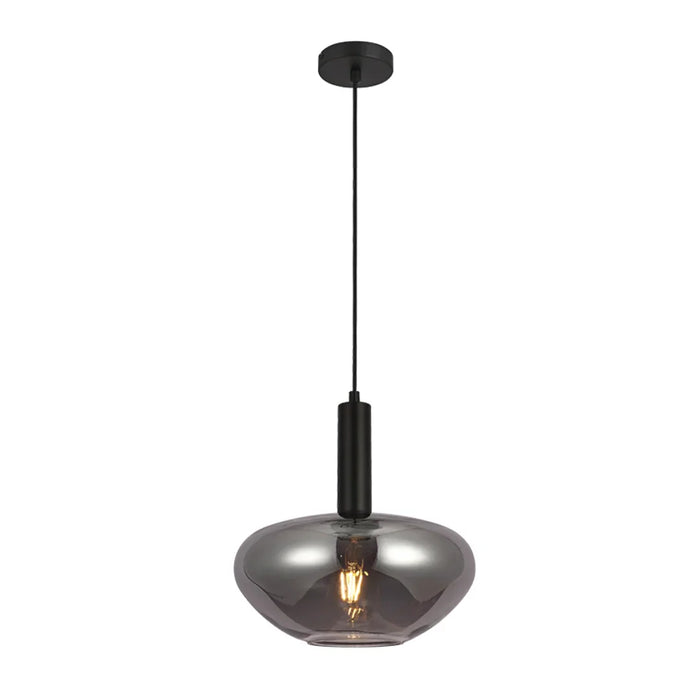 elevenpast pendant light Axia Metal and Smoked Glass Pendant Light PEN892 SMOKE 6007226089837