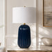Pepino Ceramic Navy Lamp - White Scallop | Linen Shade 