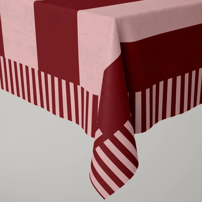elevenpast Tablecloth 8-10 seater Pink and Burgundy Stripes Tablecloth - Multiple Sizes PinkBurgundyStripes8-10SEATER
