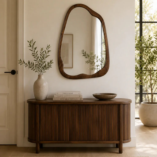 elevenpast Mirrors Large (76 x 100) Irregular Dark Walnut Pear Wood Wall Mirror - 2 Sizes PMM-IRR-DW-760X1000