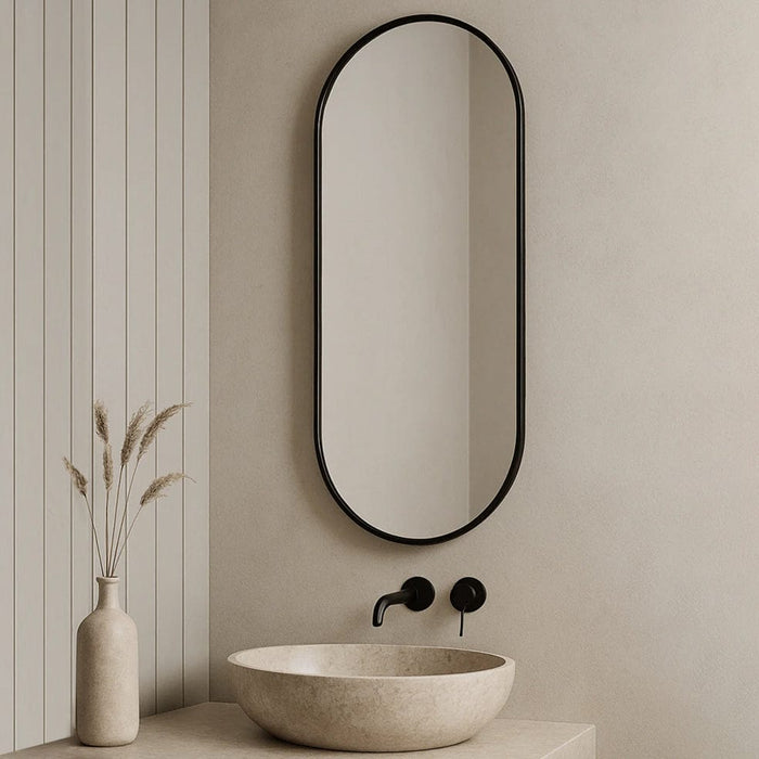 elevenpast Mirrors Matt Black / Large Slanted Framed Aluminum Mirror in Gold | Black | Small | Large PMM-PLM50120A282-BLK 0759649674812