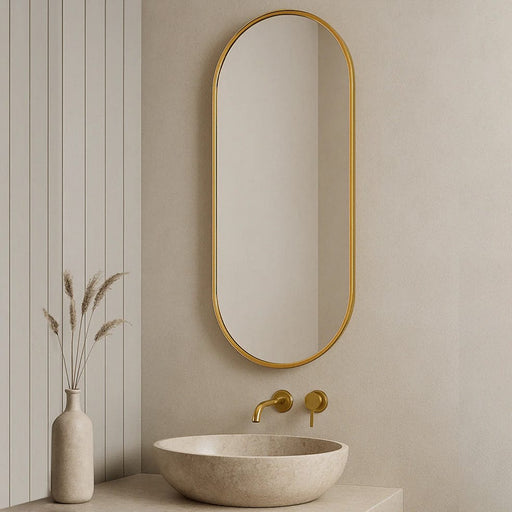 elevenpast Mirrors Brushed Gold / Large Slanted Framed Aluminum Mirror in Gold | Black | Small | Large PMM-PLM50120A282-GLD 0759649674829