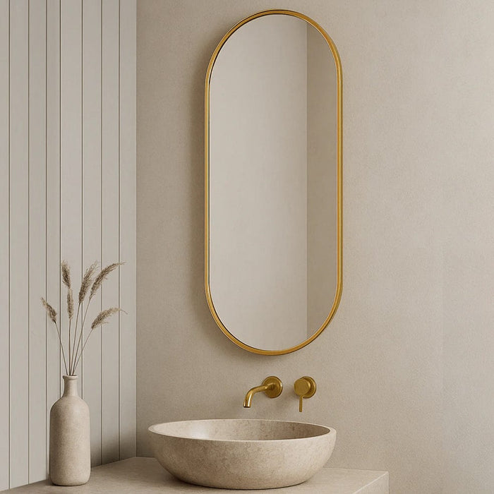 elevenpast Mirrors Brushed Gold / Large Slanted Framed Aluminum Mirror in Gold | Black | Small | Large PMM-PLM50120A282-GLD 0759649674829