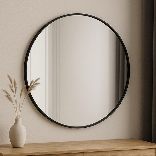 elevenpast Mirrors Magnum 80cm Round Slanted Frame Mirror | Black PMM-RD80A282-BLK 0759649674775