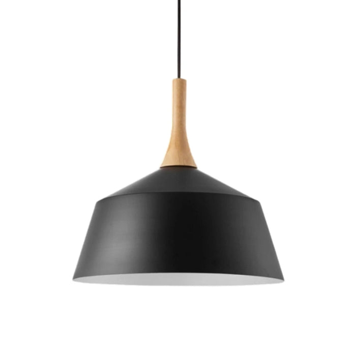elevenpast pendant light Black / Large Scandia Metal and Wood Pendant Light 2 Sizes - Black | White R-KLCH-4131M/BL