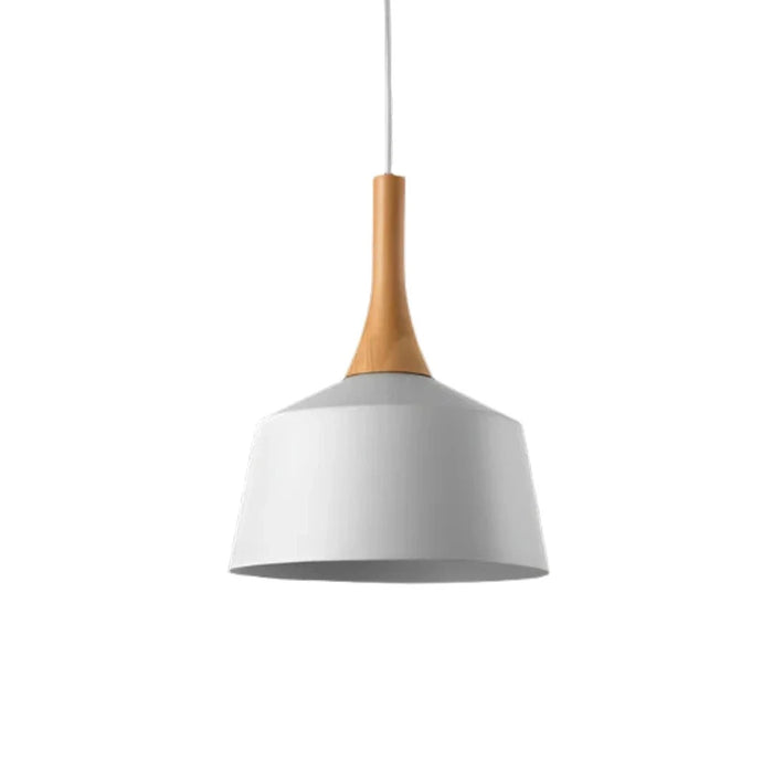 elevenpast pendant light White / Small Scandia Metal and Wood Pendant Light 2 Sizes - Black | White R-KLCH-4131S/WH