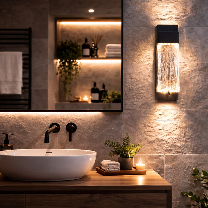 elevenpast Wall Light Ripple Black LED Wall Light – 12W Modern Outdoor Sconce R-LED-12/BL