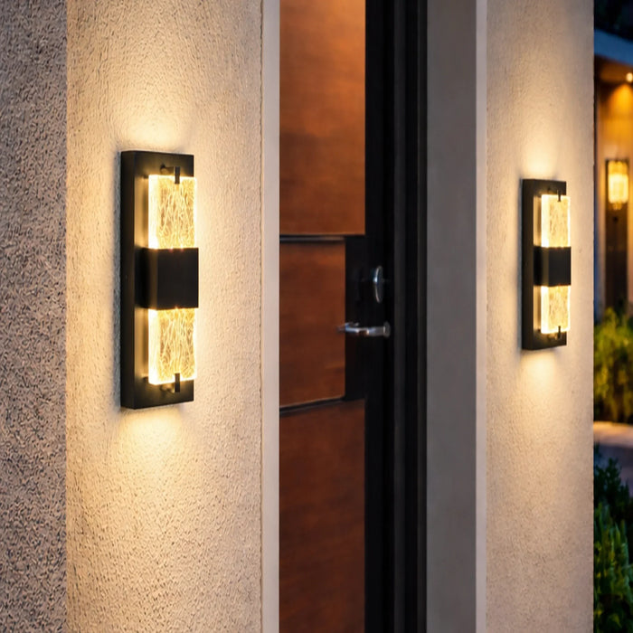 elevenpast Wall Light Black Double Ripple LED Wall Light – Modern Waterproof Sconce R-LED-16/BL