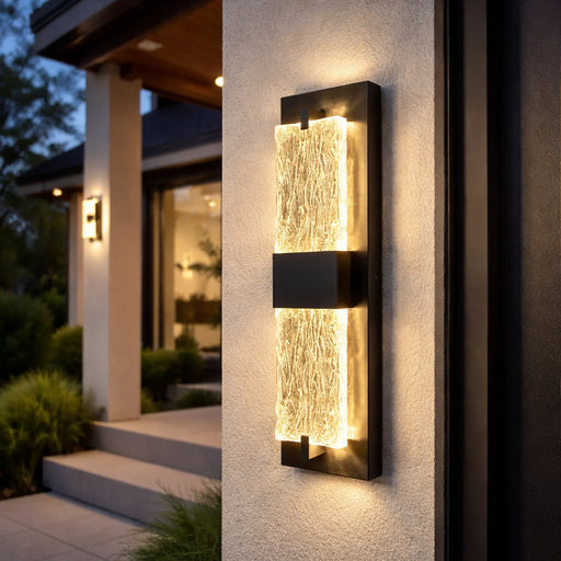 elevenpast Wall Light Black Double Ripple LED Wall Light – Modern Waterproof Sconce R-LED-16/BL