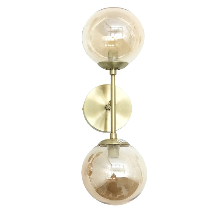 elevenpast Wall light Brass & Amber Glass Borris Glass Double Wall Light Black | Gold RG10300