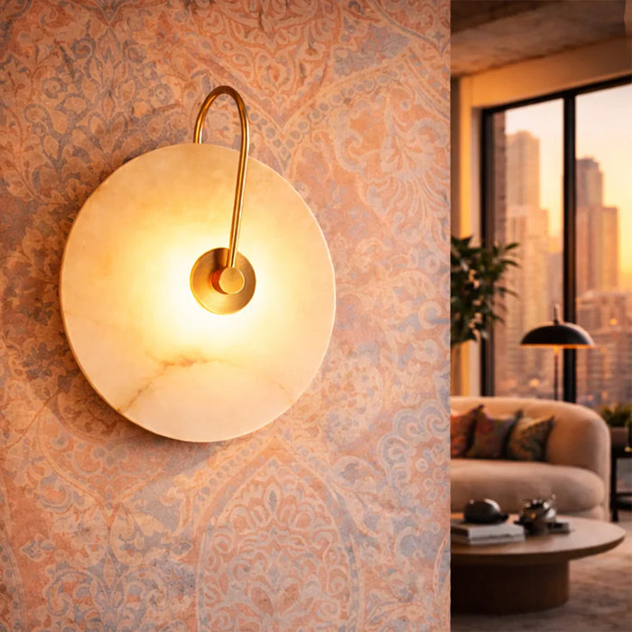 elevenpast Wall Light Calypso Alabaster Marble and Gold Wall Light RG10322