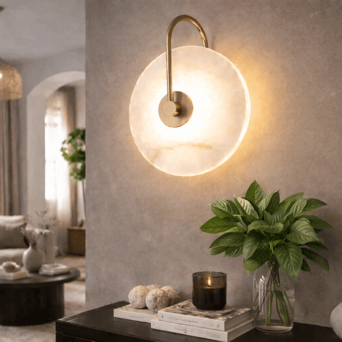 elevenpast Wall Light Calypso Alabaster Marble and Gold Wall Light RG10322