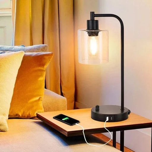 elevenpast Table Lamp Black Lora-Lee USB Desk Lamp - Black | Brass RG10328