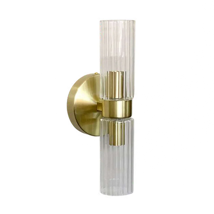 elevenpast Wall Light Flow Fluted Glass and Gold Metal Wall Light RG10351