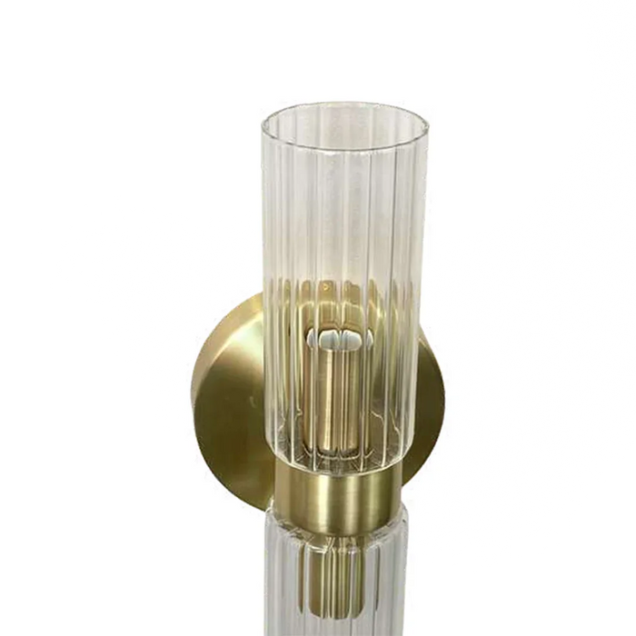 elevenpast Wall Light Flow Fluted Glass and Gold Metal Wall Light RG10351