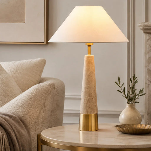 elevenpast Table Lamp Travertine and Brass table lamp RG10516
