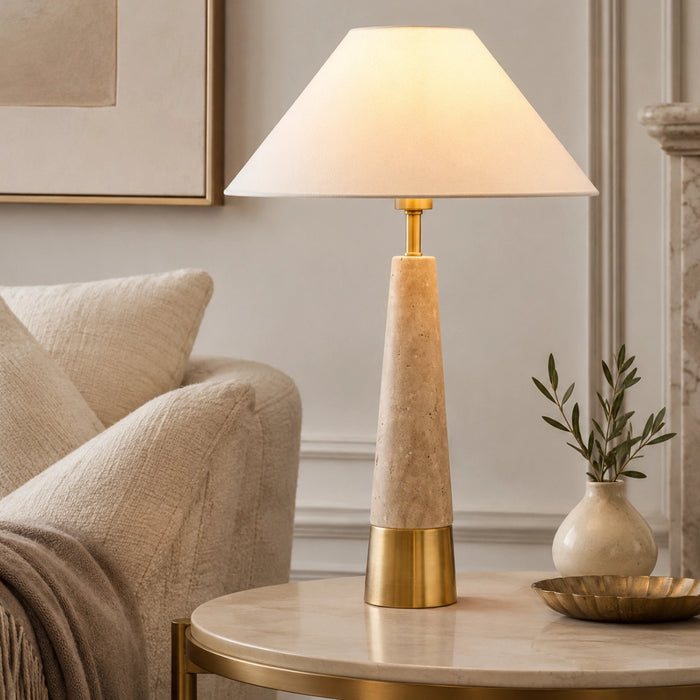 Travertine and Brass table lamp 