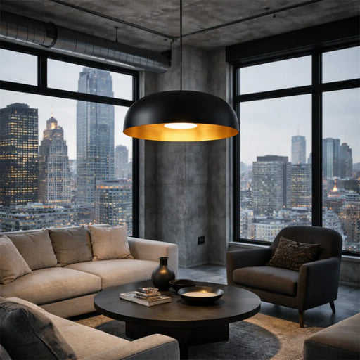 elevenpast pendant light Large Black Dome Pendant Light Gold Interior RG10606