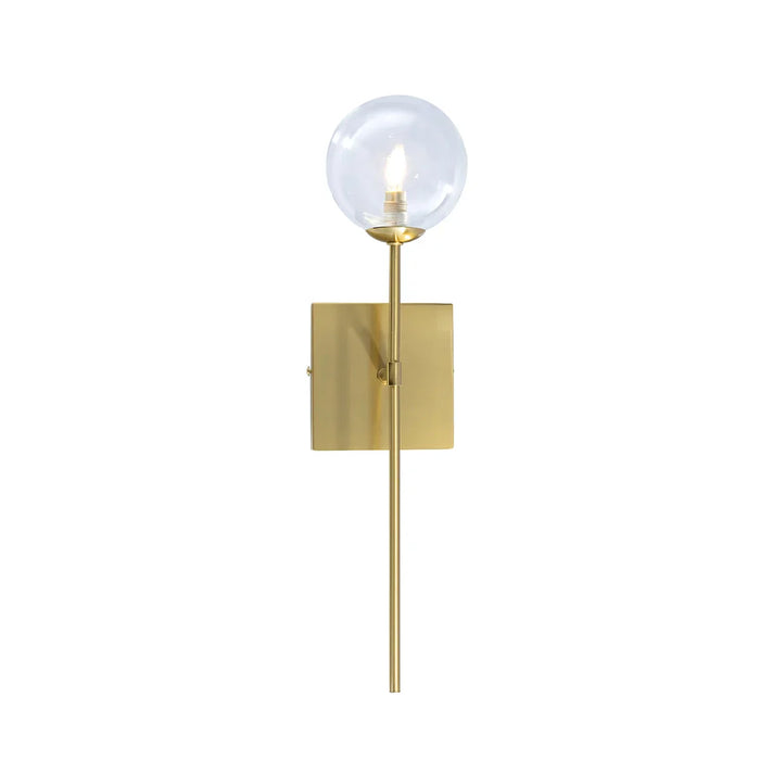 elevenpast Wall Light Clear Glass Wall Light with Brass Stem – Modern Globe Wall Lamp RG10619