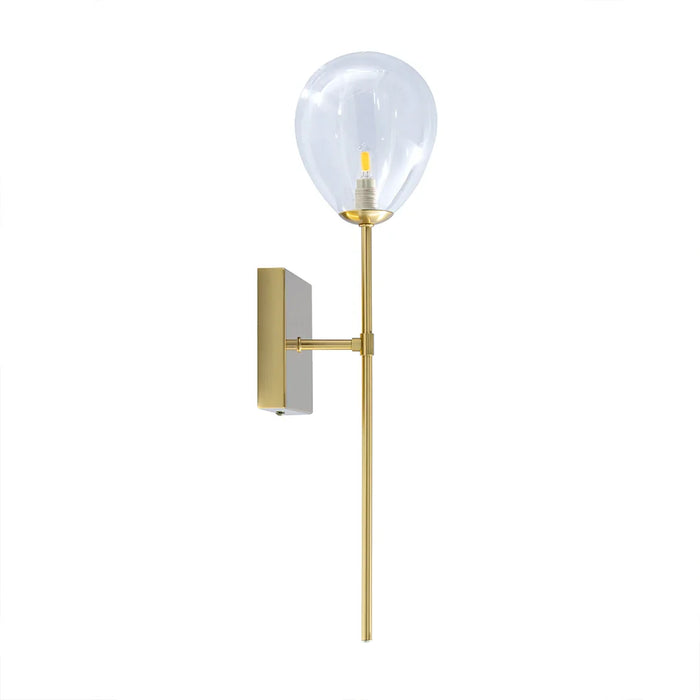 elevenpast Wall Light Teardrop Clear Glass Wall Light with Brass Stem RG10621