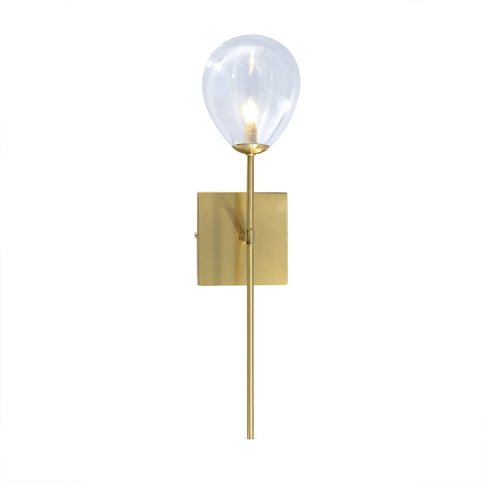 elevenpast Wall Light Teardrop Clear Glass Wall Light with Brass Stem RG10621