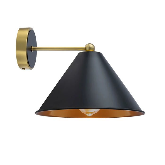 elevenpast wall light Black and Gold Modern Wall Light with Cone Shade RG10624