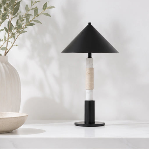 elevenpast Table Lamp Kiva Travertine Marble Table Lamp in Black RG10634