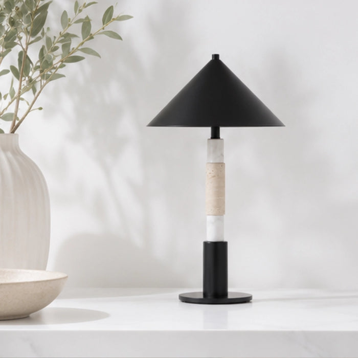 elevenpast Table Lamp Kiva Travertine Marble Table Lamp in Black RG10634