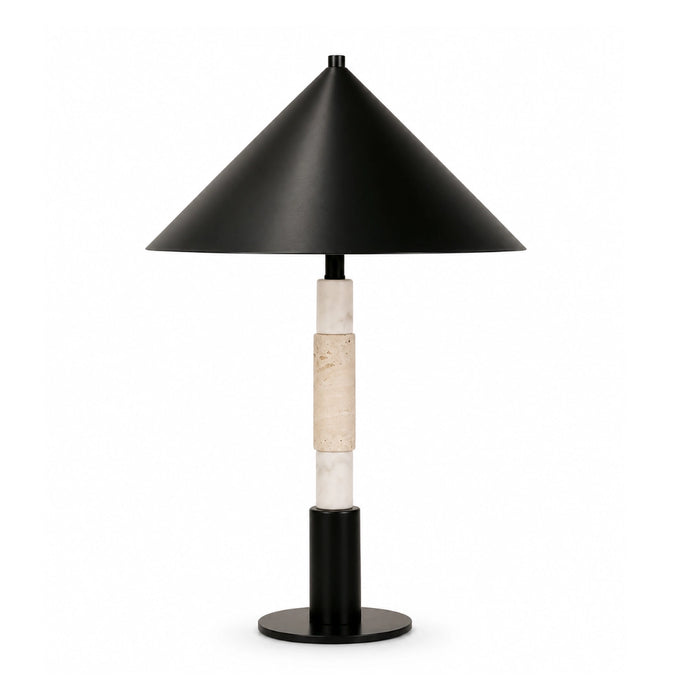 Kiva Travertine Marble Table Lamp in Black 