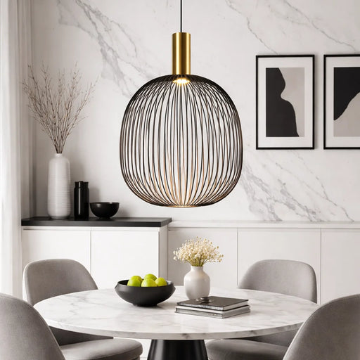 elevenpast pendant light Black Metal Wire Cage Pendant Light for Dining Room RG10640