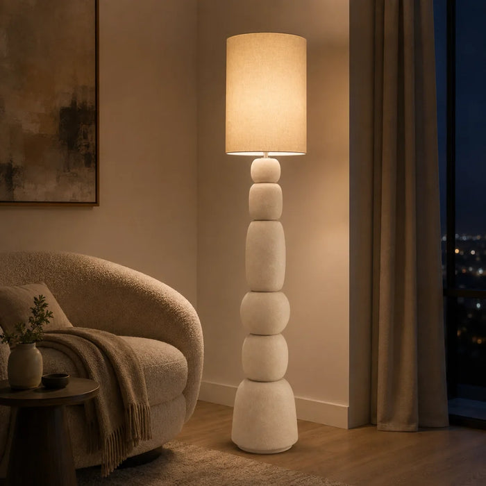 elevenpast table lamp Boulders Ceramic Floor Lamp with Textured Linen Shade RG10684