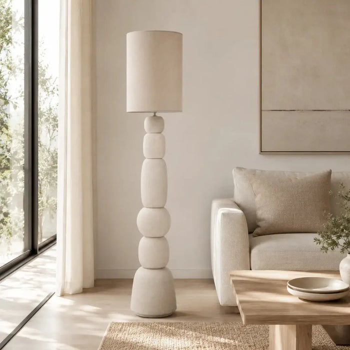 elevenpast table lamp Boulders Ceramic Floor Lamp with Textured Linen Shade RG10684