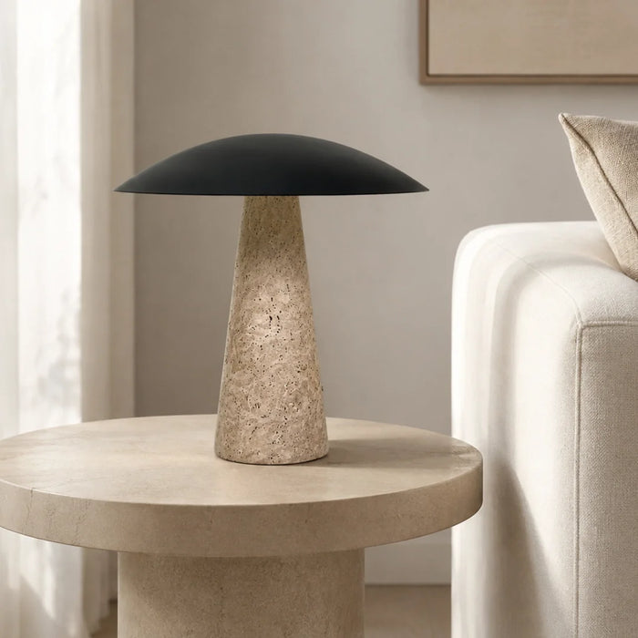 elevenpast table lamp Addie Travertine and Black LED Table Lamp RG10687