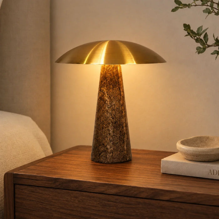 elevenpast table lamp Adira Brown Marble and Gold Shade LED Table Lamp RG10688