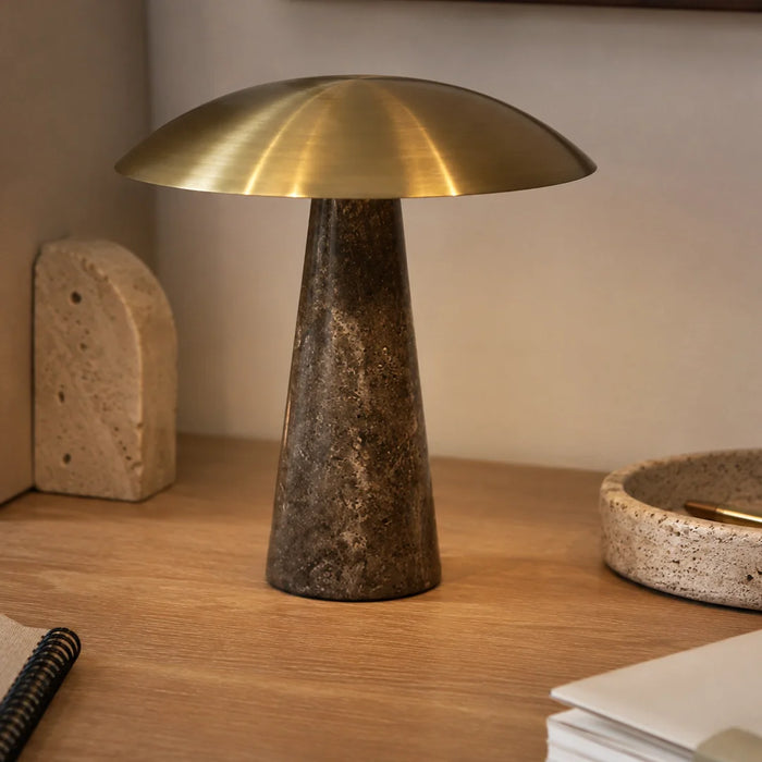 elevenpast table lamp Adira Brown Marble and Gold Shade LED Table Lamp RG10688