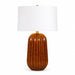 elevenpast Table Lamp White Drum Linen Pepino Ceramic Rust Lamp - White Scallop | Linen Shade RG10691LS