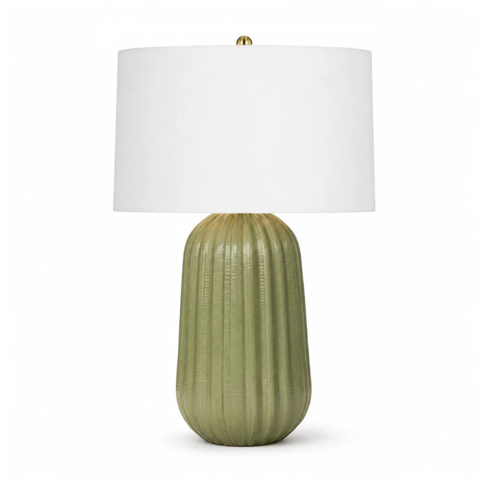 elevenpast Table Lamp Pepino Ceramic Sage Lamp - Linen Shade in White RG10692LS