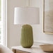 elevenpast Table Lamp Pepino Ceramic Sage Lamp - Linen Shade in White RG10692LS