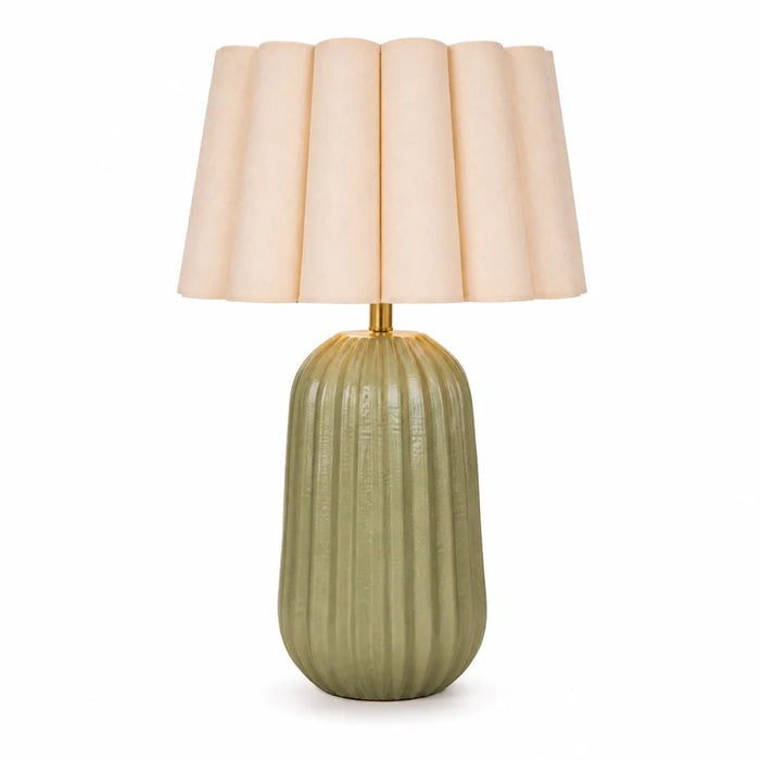 Pepino Ceramic Sage Lamp - Scallop Shade in White | Natural 