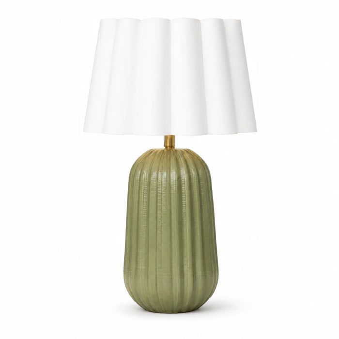 Pepino Ceramic Sage Lamp - Scallop Shade in White | Natural 