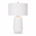 elevenpast Table Lamp White Drum Linen Pepino Ceramic Lamp - Natural Scallop | Linen Shade RG10694LS