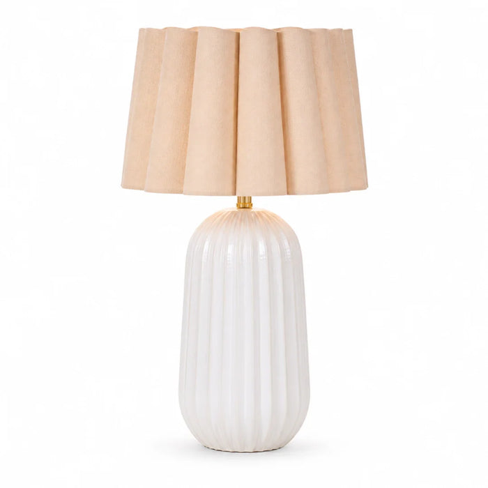 elevenpast Table Lamp Natural Scallop Pepino Ceramic Lamp - Natural Scallop | Linen Shade RG10694NS