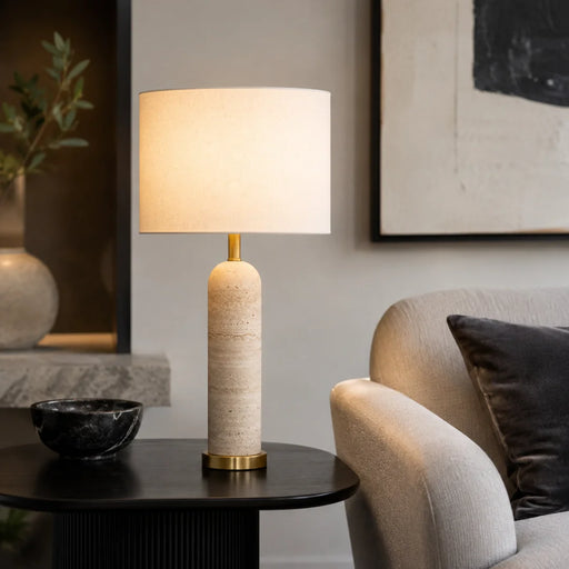 elevenpast Table Lamp Thea Travertine and Brass Table Lamp RG10698