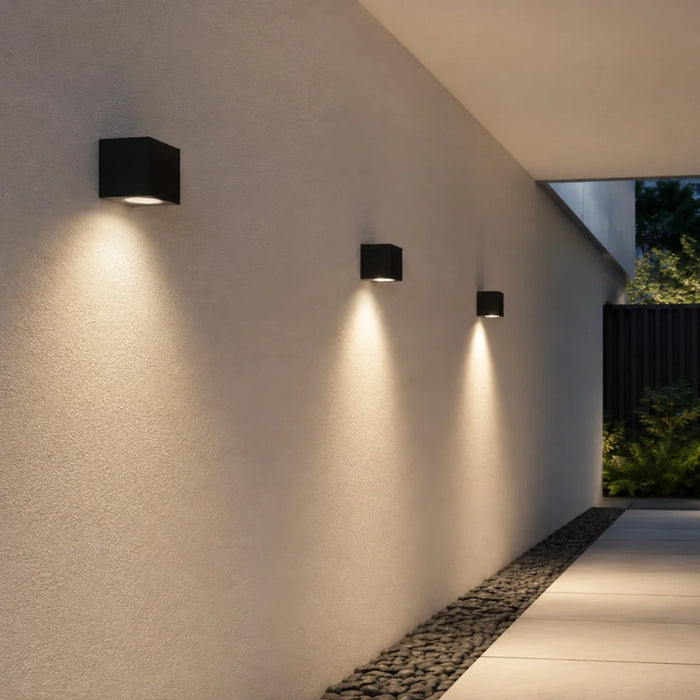 elevenpast Wall Light Bue Square Up or Down Outdoor Wall Light Black - GU10 IP65 RO430 6009509921308