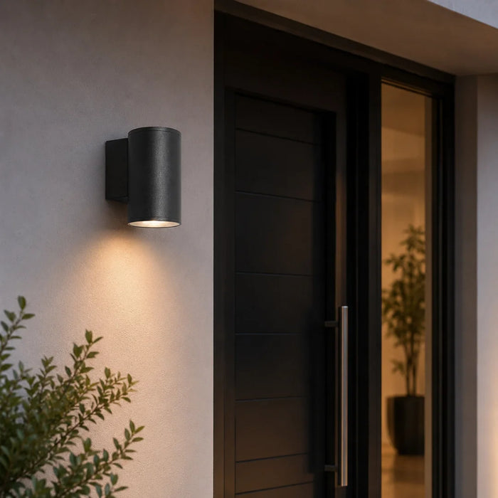 elevenpast Wall Light Bue Black Round Up or Down Outdoor Wall Light – E27 IP65 RO432 6009509921322